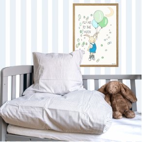 Brnesengetj, Josefine, Gr stribet, 100% Bomuldspercale