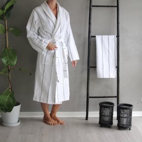 Badekbe Unisex, Bergen, 100% Bomuld, Sort stribet