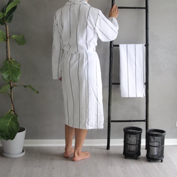 Badekbe Unisex, Bergen, 100% Bomuld, Sort stribet