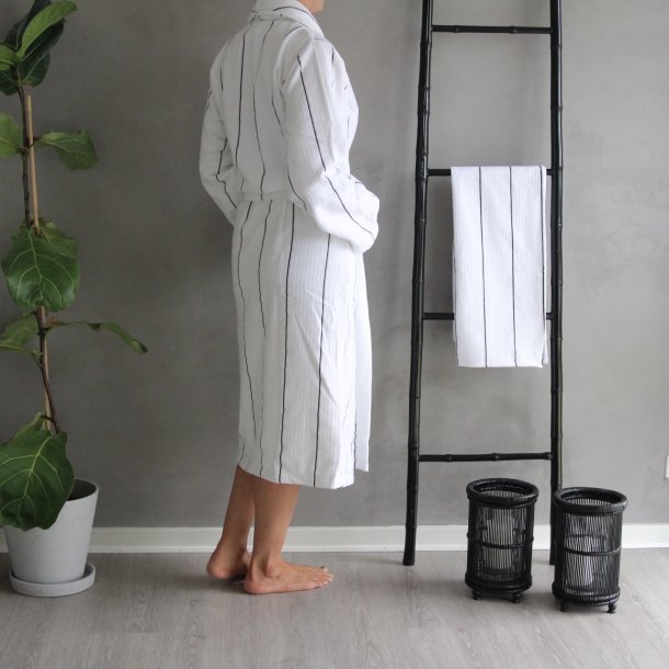 Badekbe Unisex, Bergen, 100% Bomuld, Sort stribet