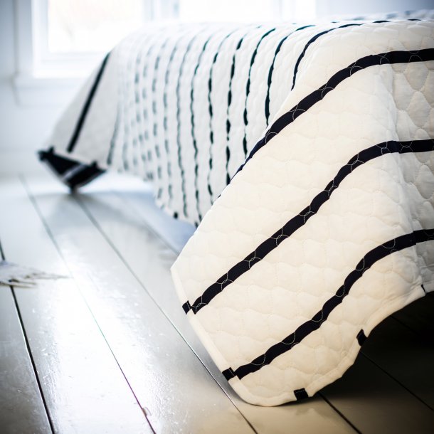 Sengetppe, Karla, Bl/Hvid stribet, 100% bomuld, 240x260 cm