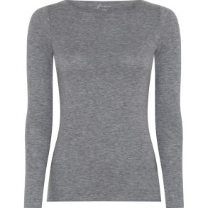 Lima cashmere ls boatneck top, Medieum grey melange - Frau