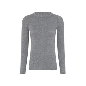 Lucca cashmere o-neck top, Medium grey melange - Frau
