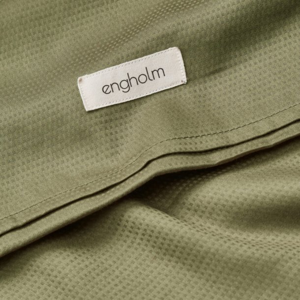 Elegant dobbyv�vet�senges�t - Dusty Green - 100% bomuld