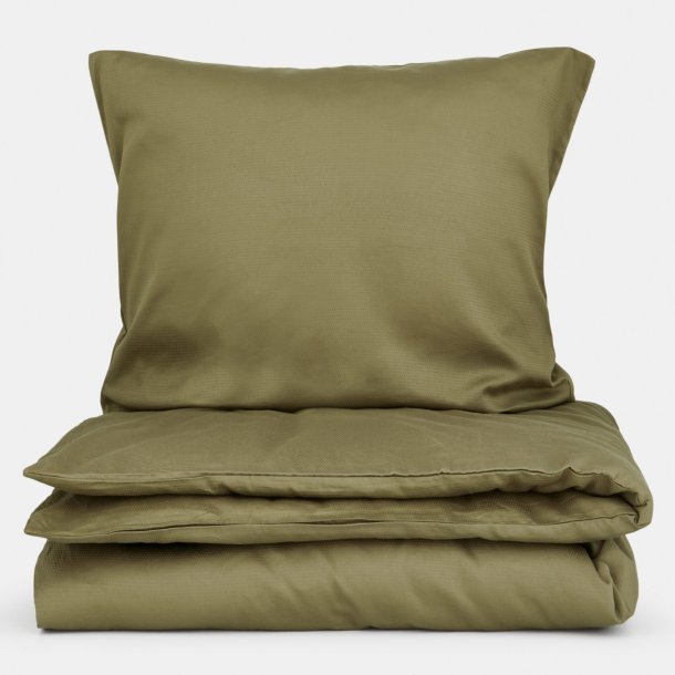 Elegant dobbyv�vet�senges�t - Dusty Green - 100% bomuld