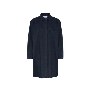 Lyon, Lang Denim skjorte, M�rkebl�, lange �rmer, One size, Frau