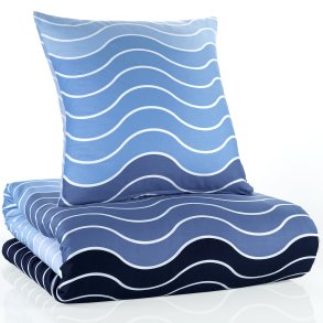 bySKAGEN Sengetj - Mare - Bomuldssatin - Bl blgestribet