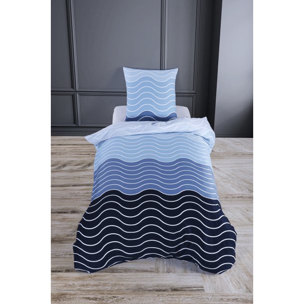 bySKAGEN Sengetj - Mare - Bomuldssatin - Bl blgestribet