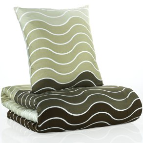 bySKAGEN Sengetj - Mare - Bomuldssatin - Sand blgestribet