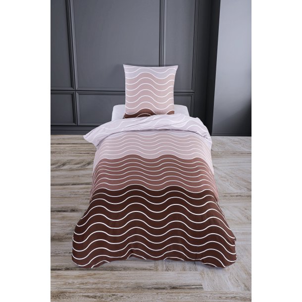 bySKAGEN Sengetj - Mare - Bomuldssatin - Mocca blgestribet