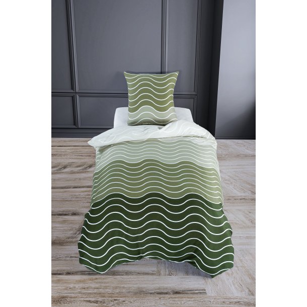 bySKAGEN Sengetj - Mare - Bomuldssatin - Grn blgestribet