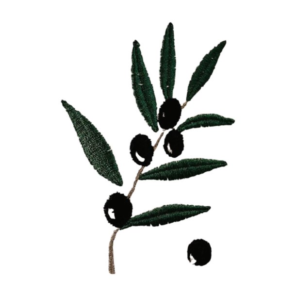 Viskestykke, Vaffelvvet, Hvid med broderi af Oliven, 50x70cm, bomuld