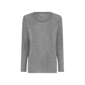 Panama wool ls loose top - Dark grey melange - Frau