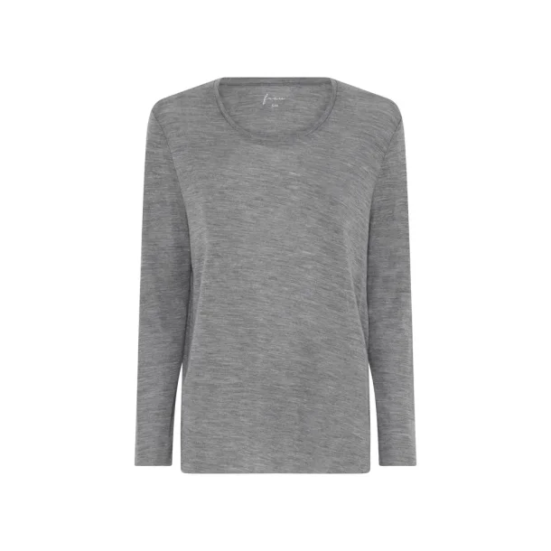 Panama wool ls loose top - Dark grey melange - Frau