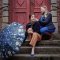 Foldeparaply - Blue Flower Garden Jim Lyngvild