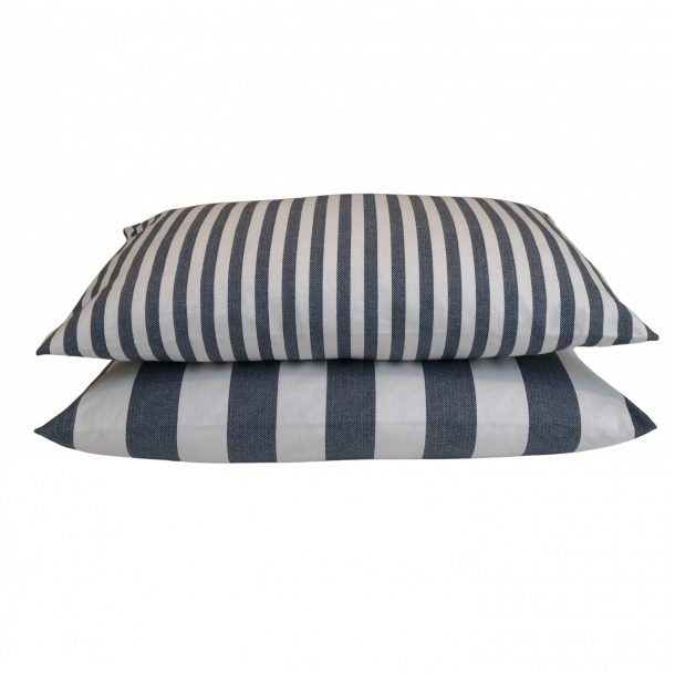 Pyntepude, Bangkok, 38x58 cm, Mrkebl/hvid smal strib