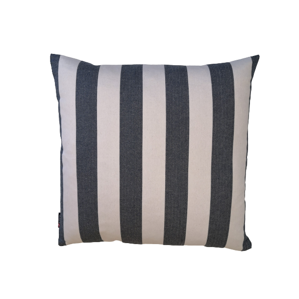 Pyntepude, Bagdad, 48x48 cm, Mrkebl/hvid bred strib