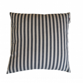 Pyntepude, Bangkok, 48x48 cm, Mrkebl/hvid smal strib