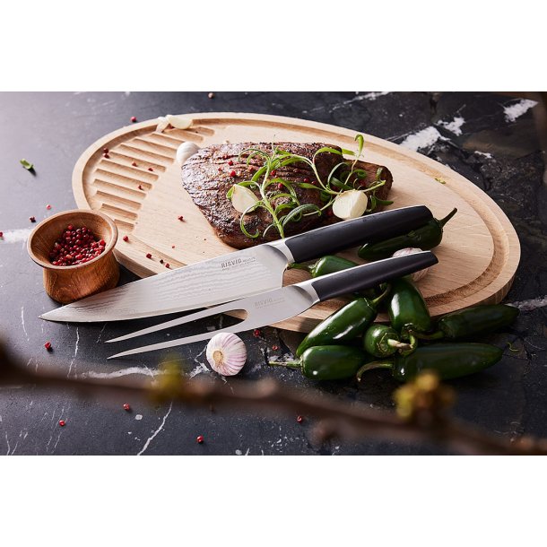 Kokkekniv Damaskus, 20 cm., Risvig Design,