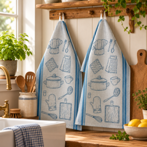 Viskestykke, Atelier, Bl�, 50x70cm, Bomuld, Lasa