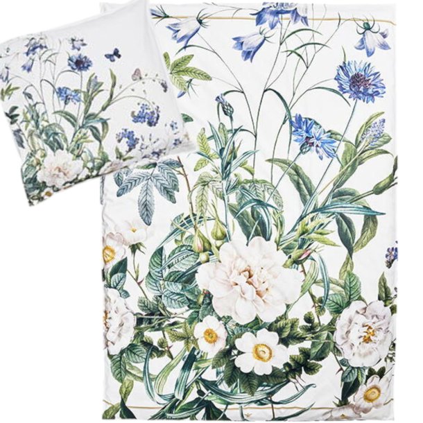 Sengetj, Blue flower garden, kologisk, Jim Lyngvild, 140x220 / 60x63 cm (ex. læng.)
