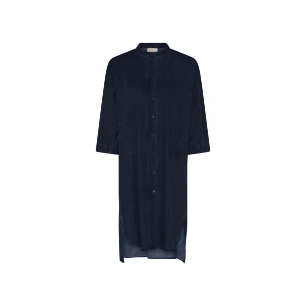 Seoul lang Denim Skjorte, Mrkebl, One size, Frau