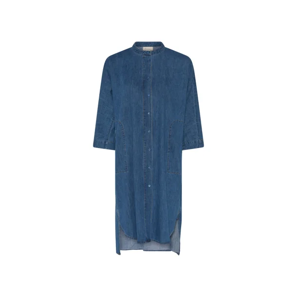 Seoul lang Denim Skjorte, Medium bl, One size, Frau