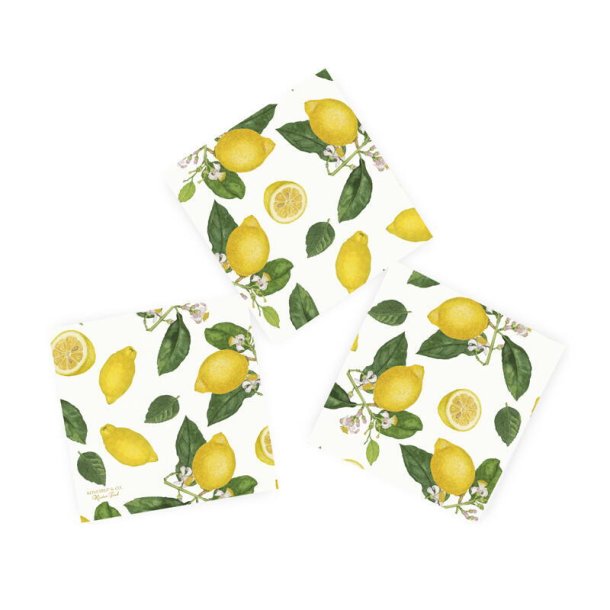 Servietter, Citron, 33x33cm, Papir, Koustrup