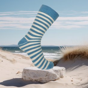 Uldsokker, Skagen, Lysebl strib