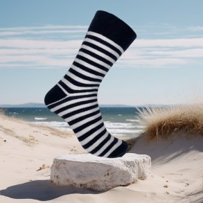 Uldsokker, Juelsminde, Mrkebl strib