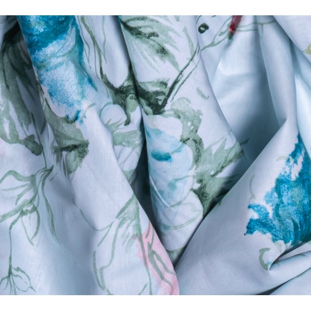 Sengetj, Flora, Bomuldspercale, Blomstret 140x200 / 60x63 cm (alm.)