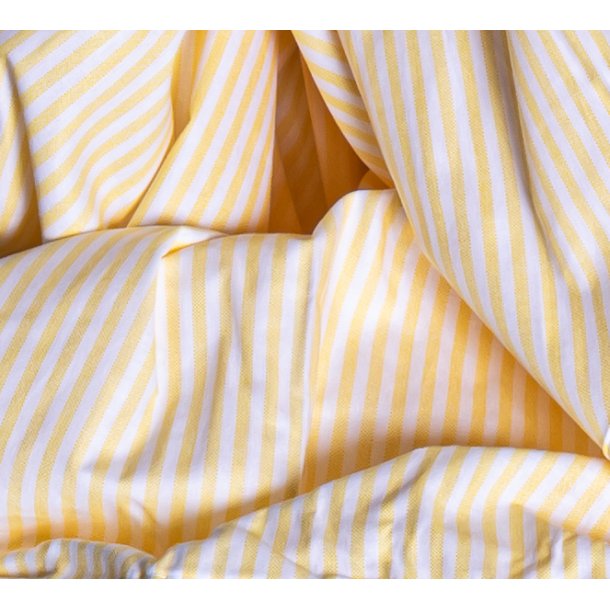 Sengetj, Louise, Bomuldspercale, Gule striber 140x220 / 60x63 cm (ex. læng.)