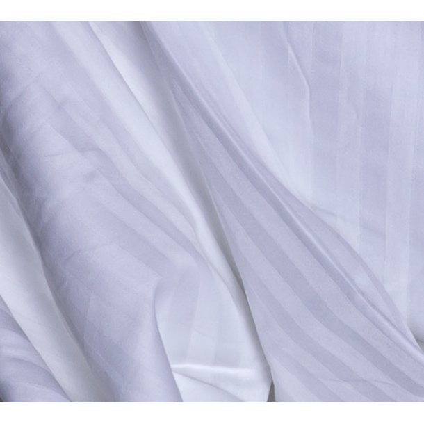 Sengetj, Elena, stribet bomuldssatin, Hvid