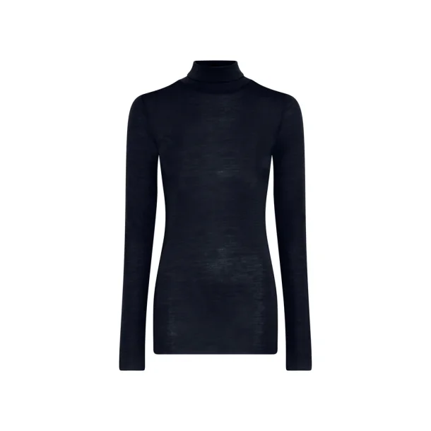 Tirana wool Ls Rool Neck top, Dark Navy - Frau Large/X-large