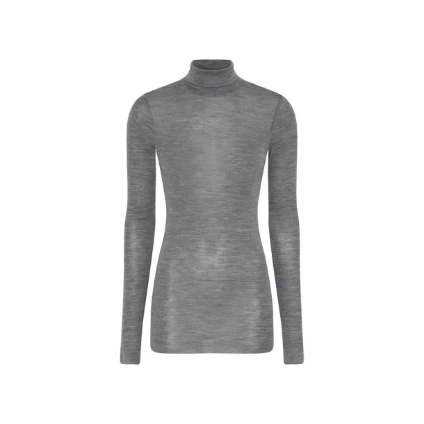 Tirana wool Ls Rool Neck top, Dark Grey Melange - Frau