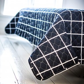 Sengetppe, Victoria, Bl/Hvid ternet, 100% bomuld, 220x220 cm