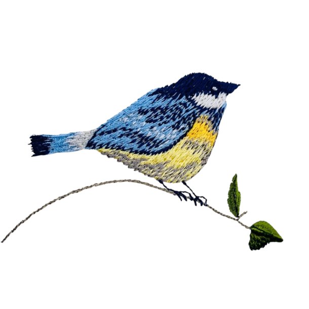 Viskestykke, Vaffelvvet, Hvid med broderi af Blmejse, 50x70cm, bomuld