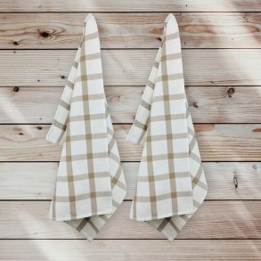 Viskestykke, Checks, Sand, 50x70 cm