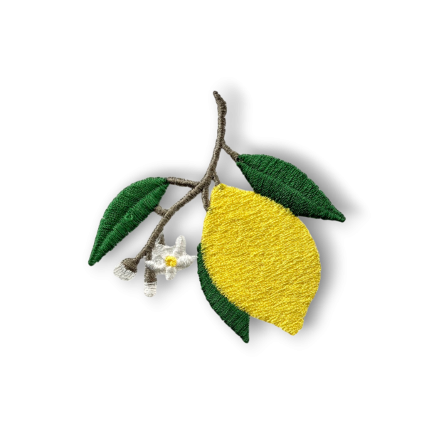 Viskestykke, Vaffelvvet, Hvid med broderi af Citron, 50x70cm, bomuld