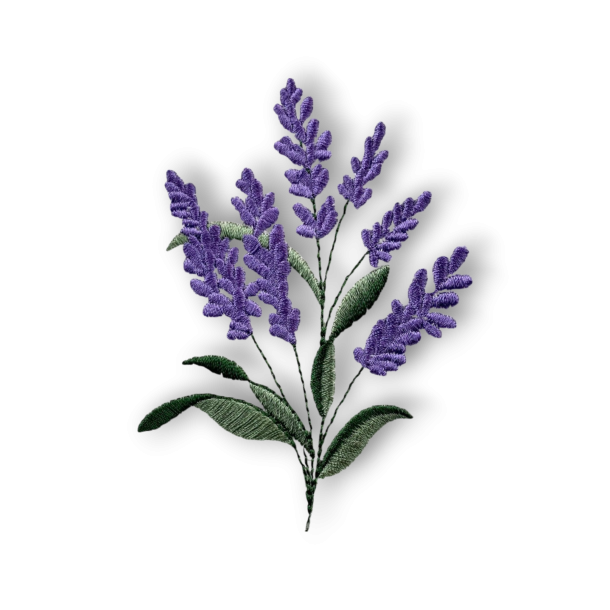 Viskestykke, Vaffelvvet, Hvid med broderi af Lavendel, 50x70cm, bomuld