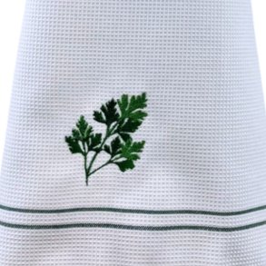 Viskestykke, Vaffelvvet, Hvid med broderi af Persille, 50x70cm, bomuld