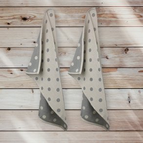 Viskestykke, Spot, Prikket, Mrkegr/natur, 50x70cm, bomuld, Lasa