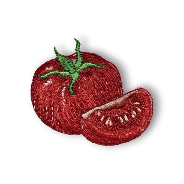 Viskestykke, Vaffelvvet, Hvid med broderi af Tomat, 50x70cm, bomuld