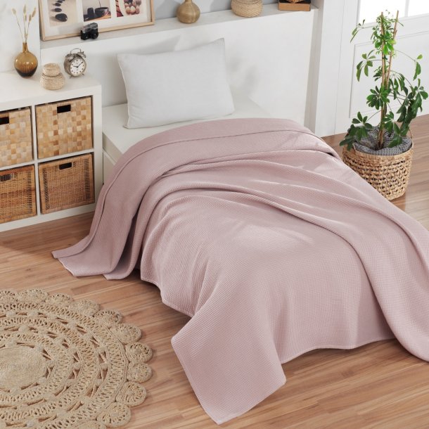 Sengetppe, Waffle, Rosa 140x220 cm