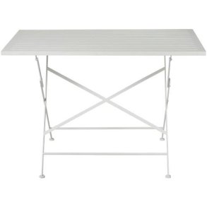 Hvidt bord m/tr�bordplade og foldbar metalstel, Ib Laursen, bySKAGEN