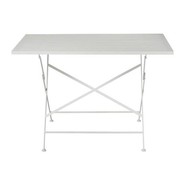 Hvidt bord m/tr�bordplade og foldbar metalstel, Ib Laursen, bySKAGEN