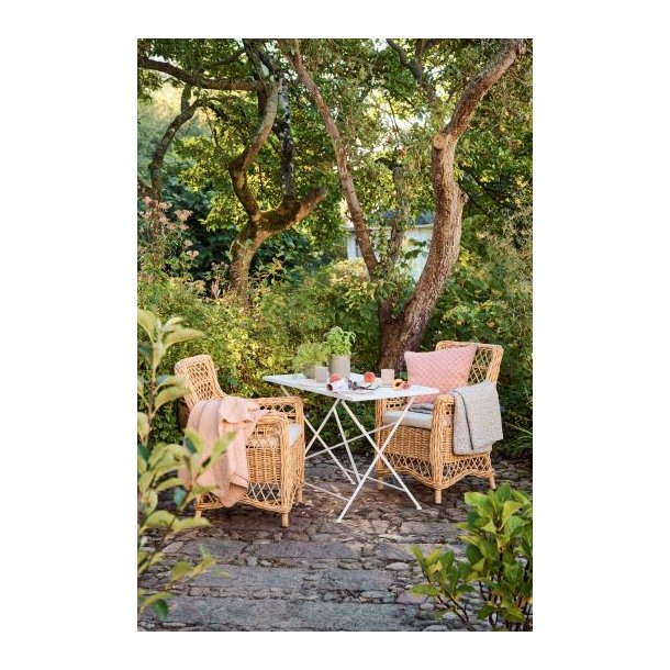 Hvidt bord m/tr�bordplade og foldbar metalstel, Ib Laursen, bySKAGEN