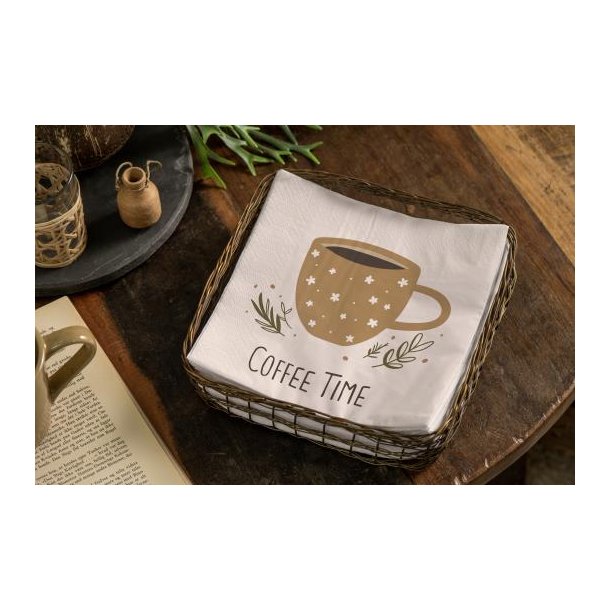 Servietter Coffee Time 20 stk pr pakke, B: 33 L: 33, Ib Laursen