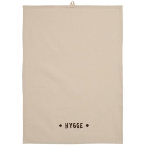 Viskestykke Hygge natur m/brunt print