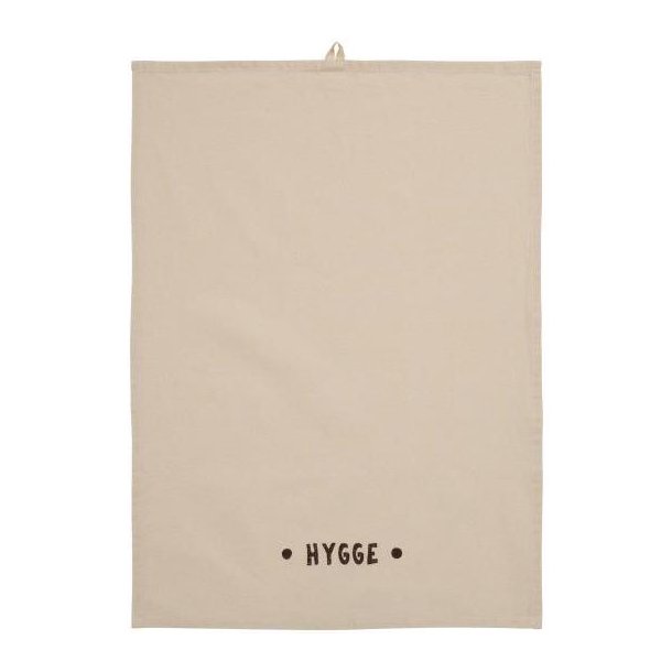 Viskestykke Hygge natur m/brunt print
